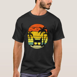 T-shirt Chat Sunshine été Cool Chat Noir Mer d'été