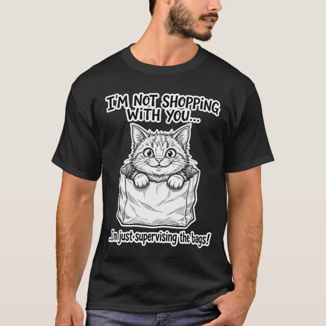 T-shirt Chat Superviseur de Sac de Courses (Devant)