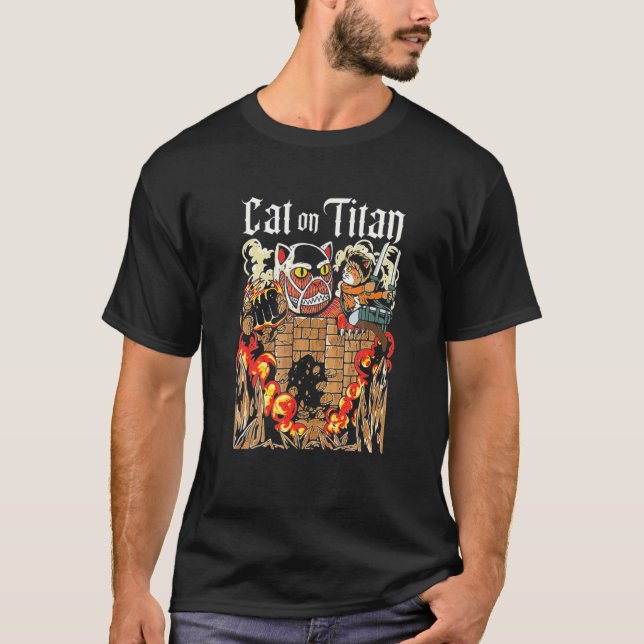 T-shirt Chat sur Itan de style japonais (Devant)