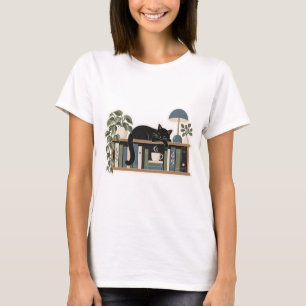 T-shirt Chat sur la bibliothèque Silhouette minimale