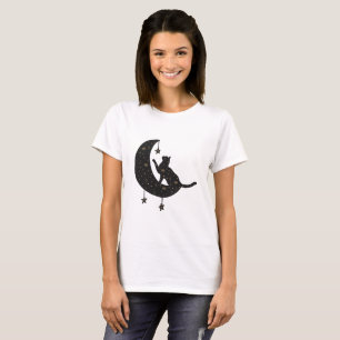 T-shirt Chat sur la lune céleste