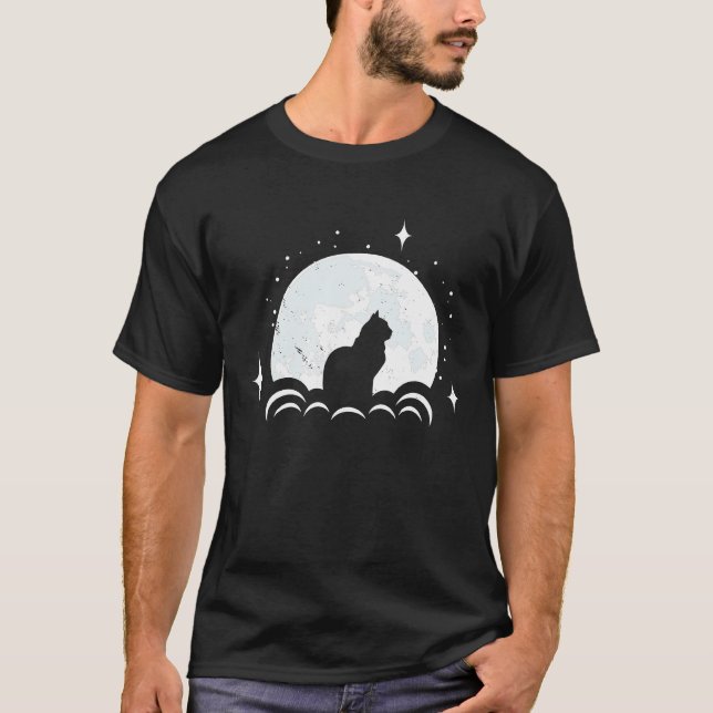 T-shirt Chat sur la lune Chaton mignon et chat (Devant)