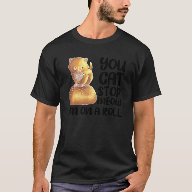 T-shirt Chat Sur Le Dîner Roll Pour Kitten Hommes Femmes (Devant)