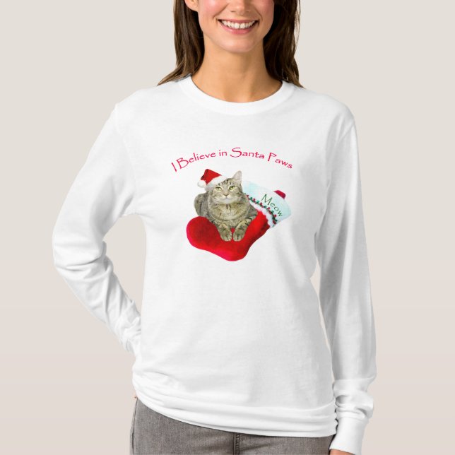 T-shirt Chat sur le stockage de Noël (Devant)
