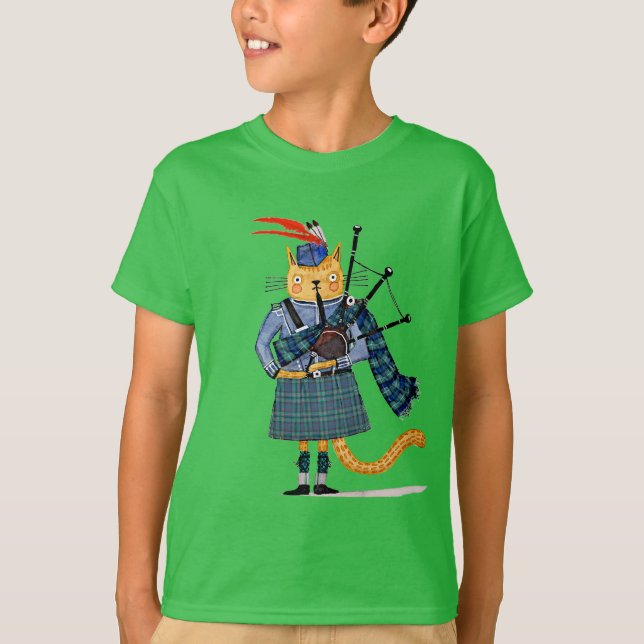 T-shirt Chat sur les cornemuses - T shirt (Devant)