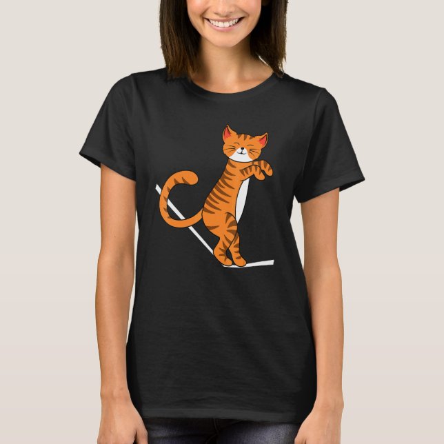 T-shirt Chat sur slackline Slacklineur Slacklining Récréat (Devant)