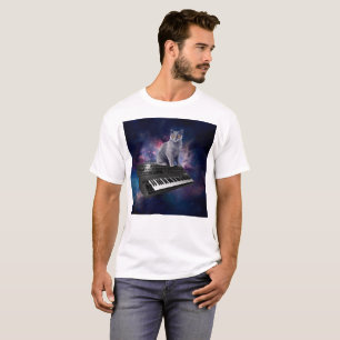 T-shirt Chat sur synthétiseur dans l'espace