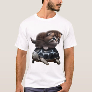 T-shirt Chat sur tortue