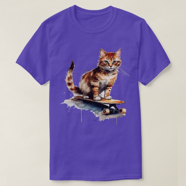 T-shirt Chat sur un skateboard 2 (Design devant)