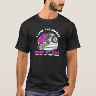 T-shirt Chat sur une moto soulève la roue motard moto