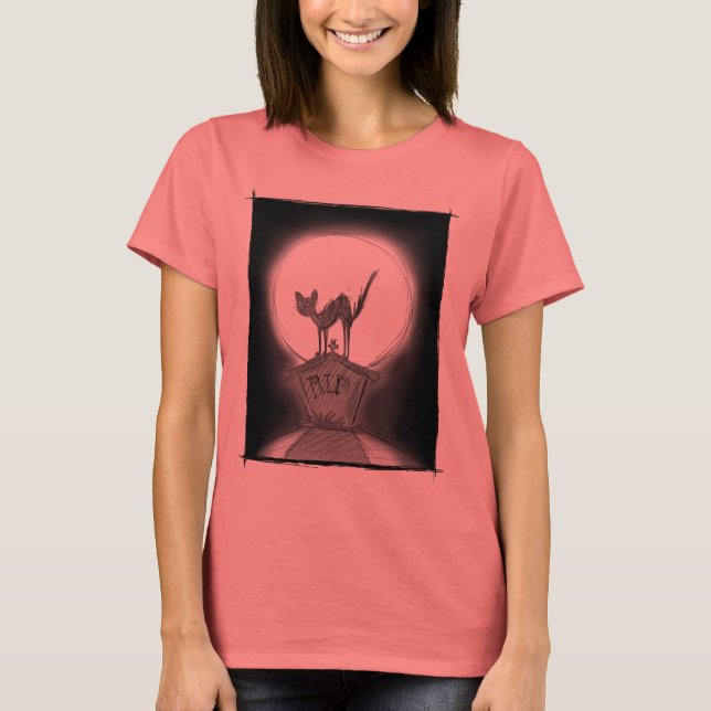 T-shirt Chat sur une pierre tombale (Devant)