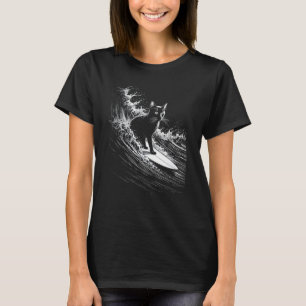 T-shirt Chat surfeur Ca - Chat drôle qui surfe sur une vag