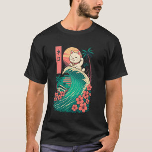 T-shirt Chat Surfing Japonais