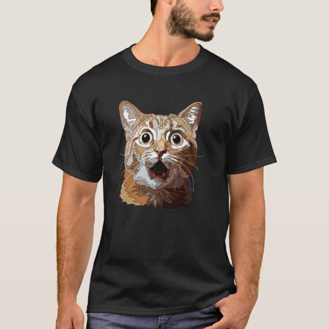 T-shirt Chat Surpris Drôle (Devant)
