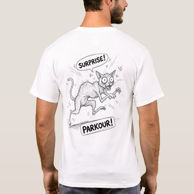 T-shirt chat surpris illustration drôle mème conception (Dos)