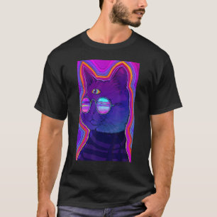 T-shirt Chat surréaliste tripant esthétique acidwave surré