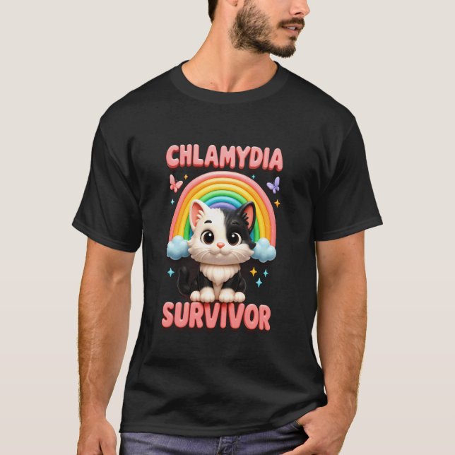 T-shirt Chat survivant Chlamydia Arc-en-ciel Cringe Drôle  (Devant)