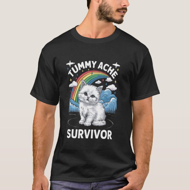 T-shirt Chat survivant de mal de ventre (Devant)