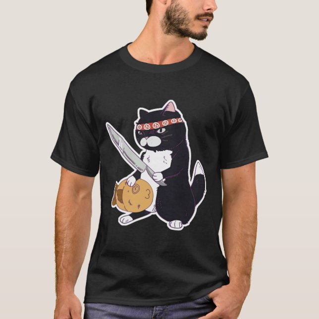 T-shirt Chat Sushi Chat Avec Chat Sushi Couteau Chat Avec  (Devant)