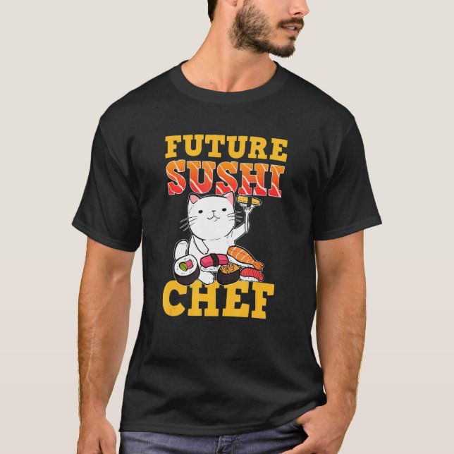 T-shirt Chat Sushi Futur Chef Sushi (Devant)