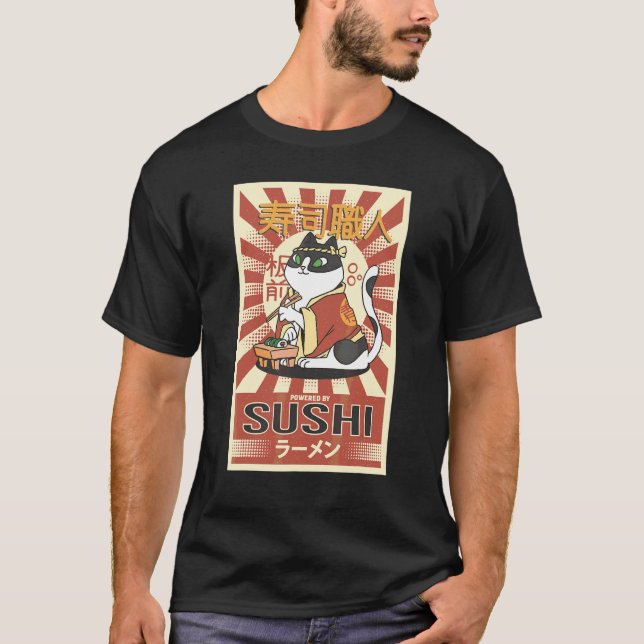 T-shirt Chat Sushi Neko Coupé (Devant)
