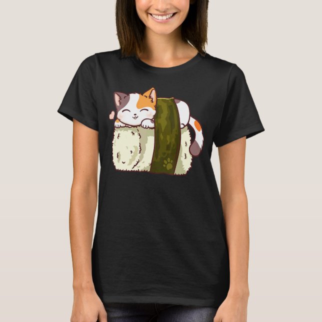 T-shirt Chat Sushi Neko Japonais (Devant)