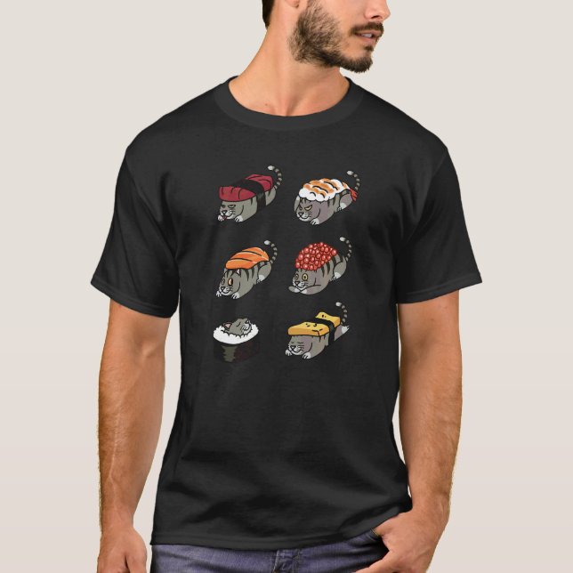 T-shirt Chat Sushi Tabby Animal (Devant)