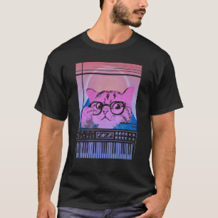 T-shirt Chat synthétiseur vintage Synthé Rétro Vaporwave C