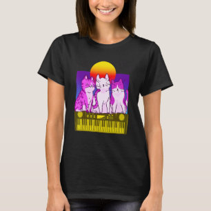 T-shirt Chat synthétiseur vintage Synthé Rétro Vaporwave C