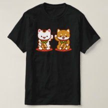 Chat-T-Shirt amusant - Maneki-neko High Five