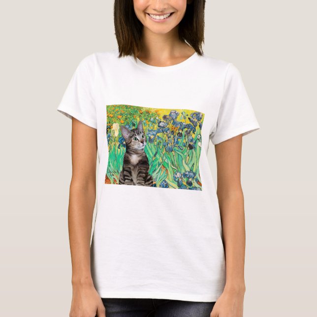 T-shirt Chat (Tabby 2) - Irises (Devant)