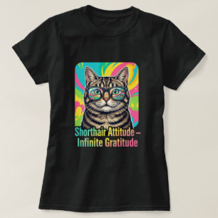 T-shirt Chat tabby arc-en-ciel néon Lunettes Art