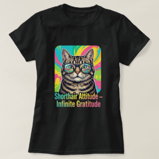 T-shirt Chat tabby arc-en-ciel néon Lunettes Art