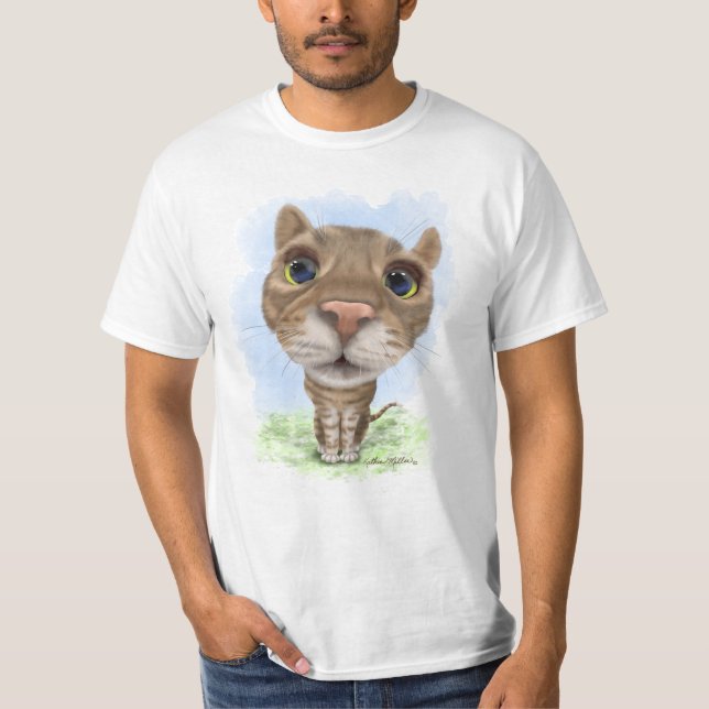 T-shirt Chat Tabby Dessin Animé Drôle (Devant)