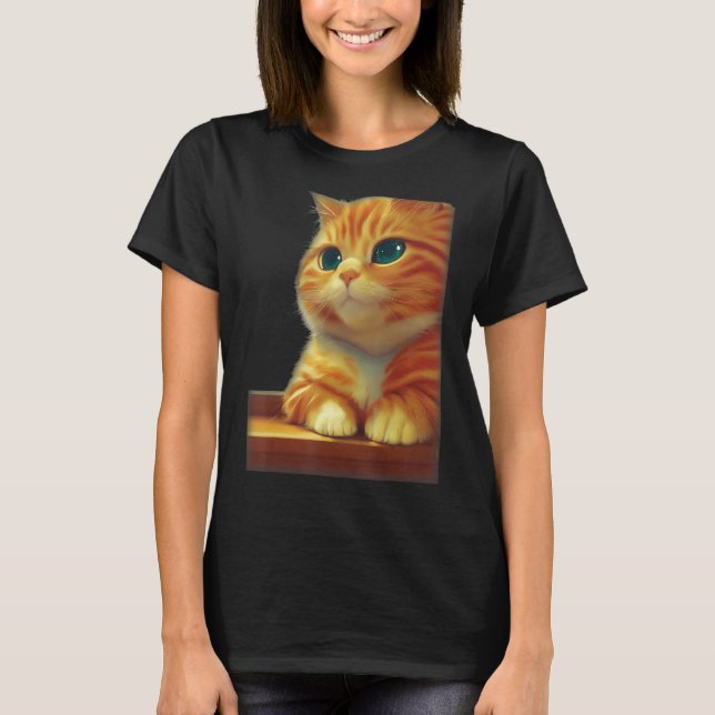 T-shirt Chat Tabby Fluffé Orange Chonky Dans Une Bodega Ey (Devant)