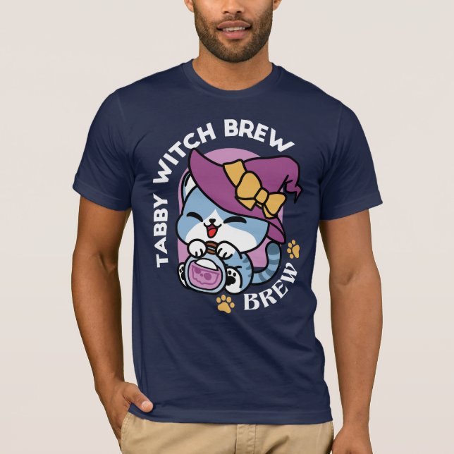 T-shirt Chat Tabby Halloween – Chapeau de Sorcière & Art d (Devant)