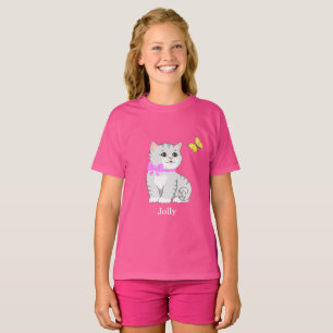 T-shirt chat tabby mignon et petit oiseau