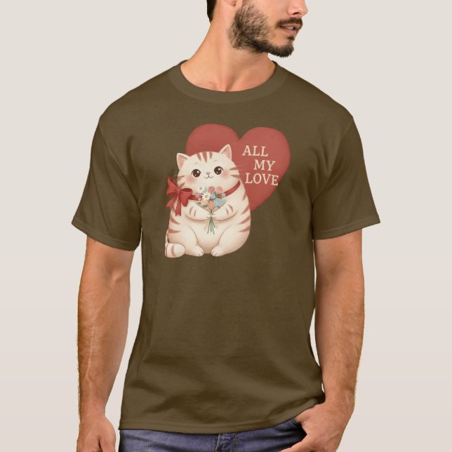T-shirt Chat Tabby Tout Mon Amour (Devant)