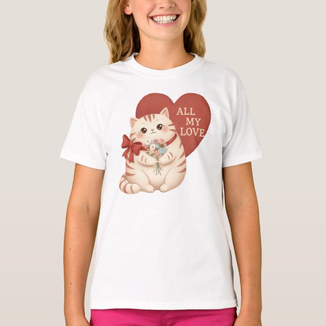 T-shirt Chat Tabby Tout Mon Amour (Devant)