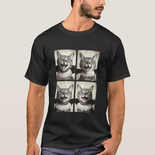 T-shirt Chat tabby vampire drôle avec costume de chauve-so (Devant)