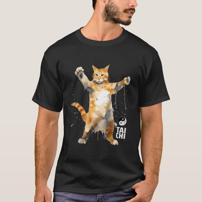 T-shirt Chat Tai Chi Pose Mial Yang Balance (Devant)