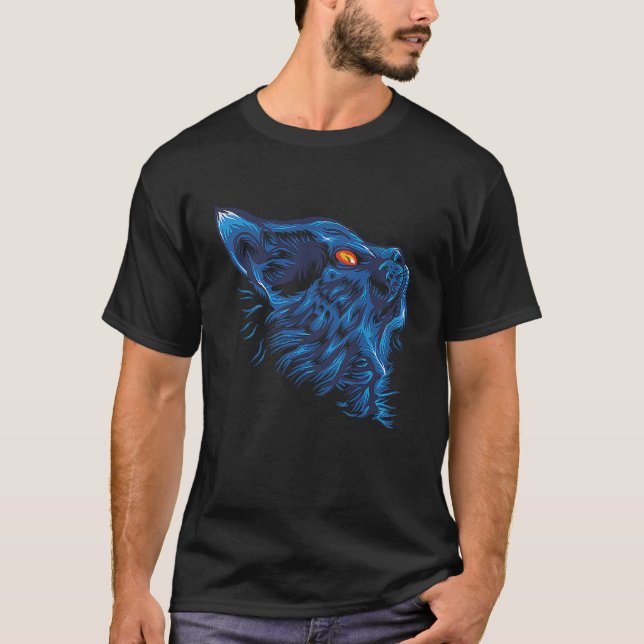 T-shirt Chat  Tee Bleu Chat Tee Animal Tee (Devant)