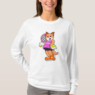 T-shirt Chat Tennis avec raquette de tennis
