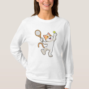 T-shirt Chat Tennis avec raquette de tennis
