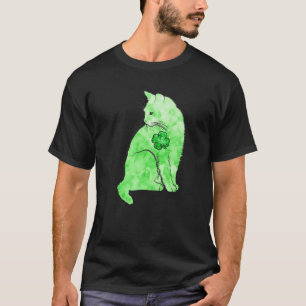 T-shirt Chat Tie Dye Vert Trèfles Saint-Patrick Chanceux