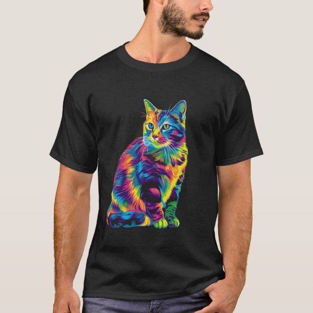 T-shirt Chat Tigre Chat Orange Popart (Devant)