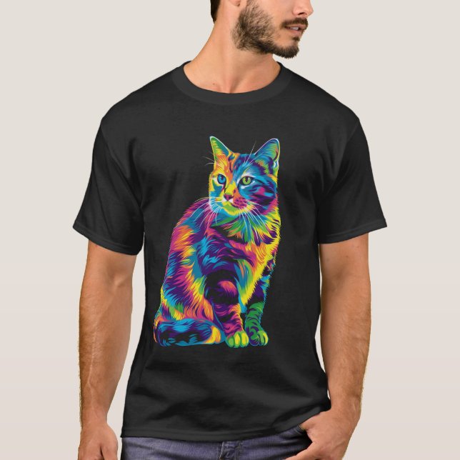 T-shirt Chat Tigre Chat Orange Popart (Devant)