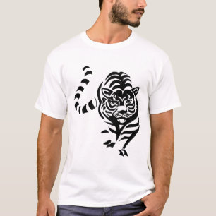 T-shirt Chat Tigre Grandes Rayures Noires et Blanches Se P