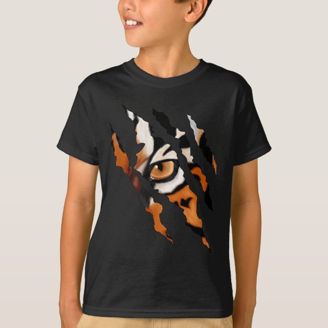 T-shirt Chat Tigre Intrépide Oeil Griffe Silhouette  (Devant)
