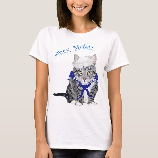 T-shirt Chat tigré marin (Devant)